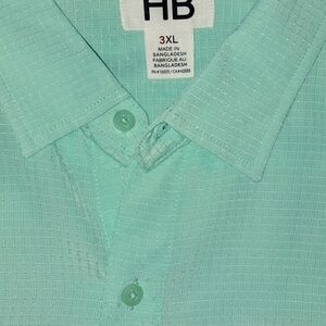 Harbor Bay Mint Green Casual Button Down Shirt - 3XL